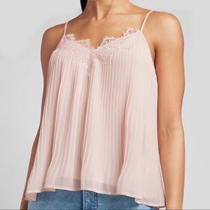 Express Pleated Lace Trim Cami Pink